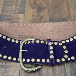 Vintage 80’s Calderon Leather Belt with Goldtone Hardware Purple Suede
